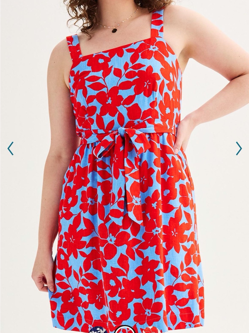 Draper James - Bright Red & Sky Blue Floral Sundress - XL